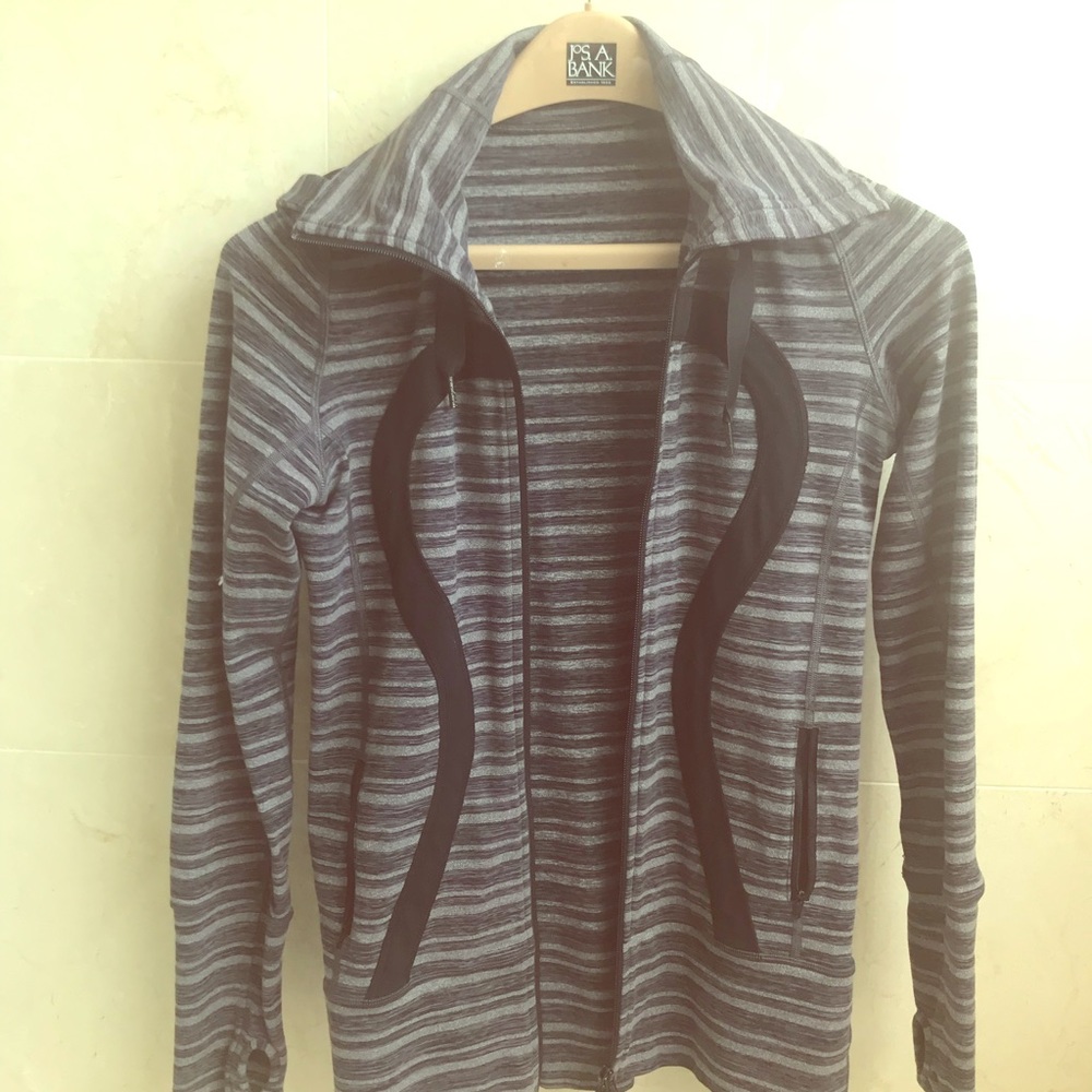 Lululemon Stride jacket.  Grey/black stripe.